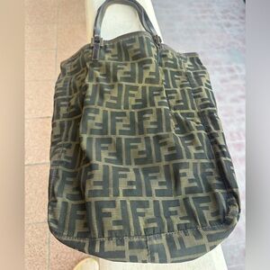 FENDI Vintage Zucca Canvas Hand Bag Brown